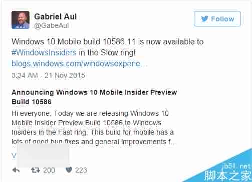Win10 Mobile 10586.11已经在慢速通道推送 着离正式版更近了