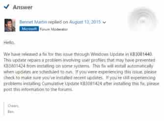 Win10安装KB3081440补丁或可解决KB3081424安装失败的问题？