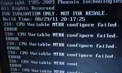 win7系统开机提示cpu variable mtrr configure failed解决方法