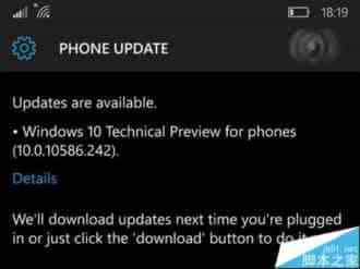 Win10 Mobile预览版10586.242怎么更新?