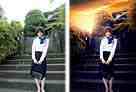 Photoshop调制出唯美的暗调霞光古建筑边人物图片