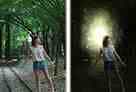 Photoshop将树林人物图片打造魔幻的暗调黄绿色