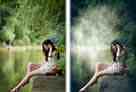 Photoshop利用滤镜打造唯美的古典暗绿色烟雾外景美女图片