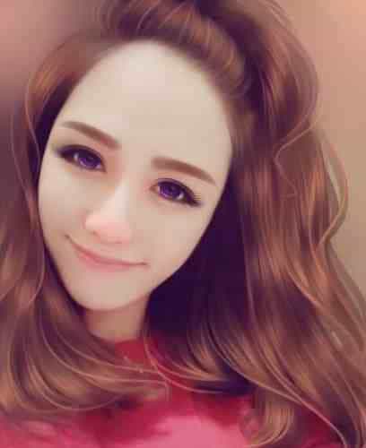 PS+SAI把可爱美丽的红衣美女图片转成好看的手绘图片效果
